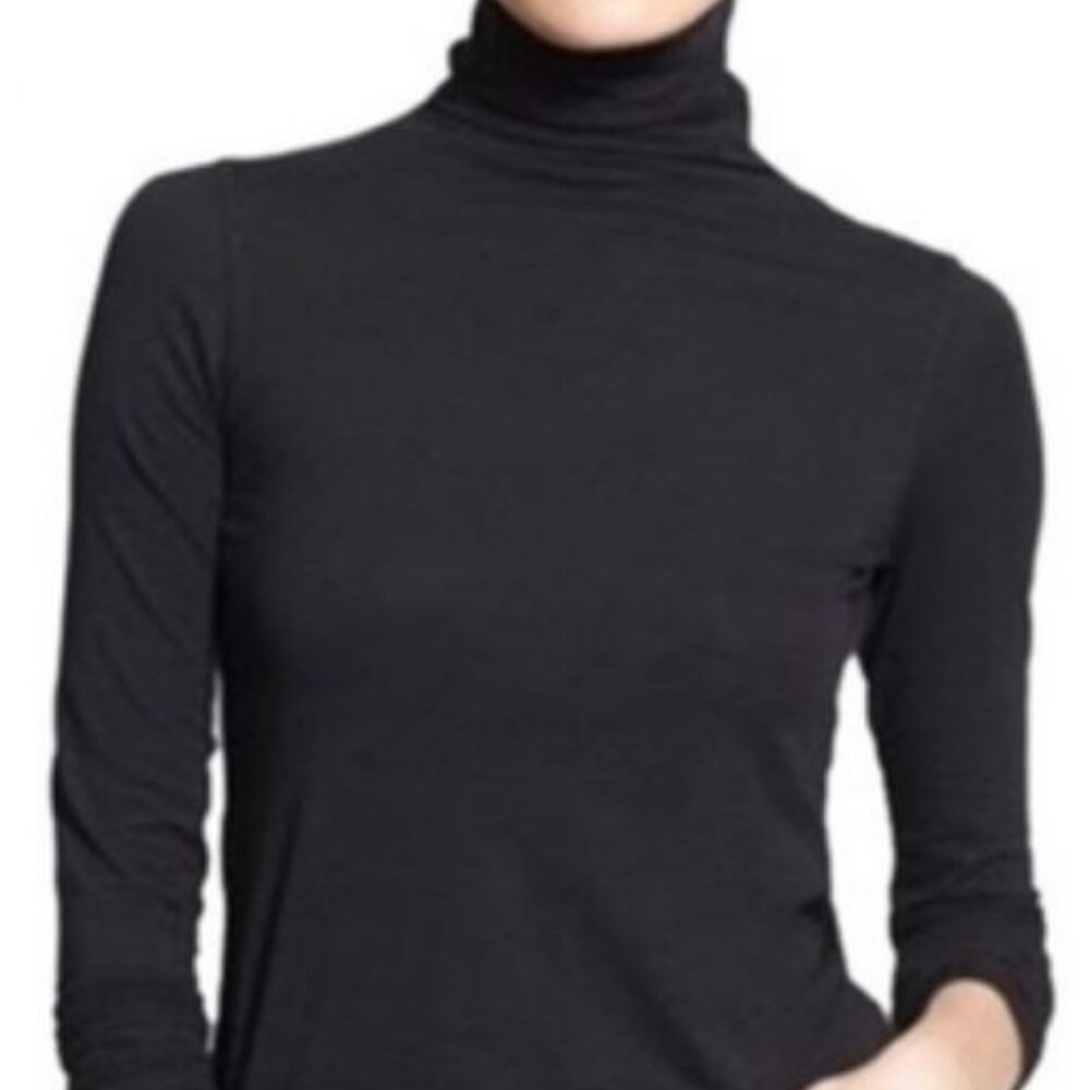Vince Black Classic Turtleneck Long Sleeve Top